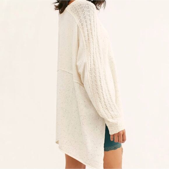 FREE PEOPLE My Girl Oversized Tunic Sweater Ecru Ivory Sz M NWT {LL20} - Picture 5 of 6
